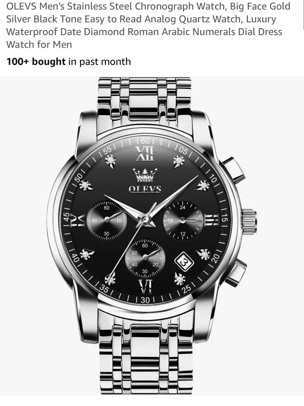 OLEVS Men's Stainless Steel Chronograph Watch